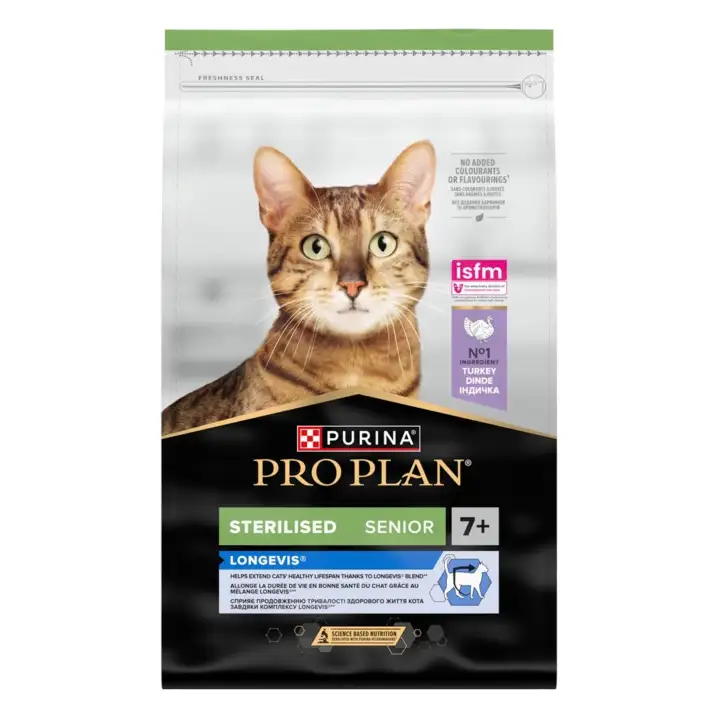 Purina ProPlan sterilised7+ longevis rohke kalkuniga 1,5kg