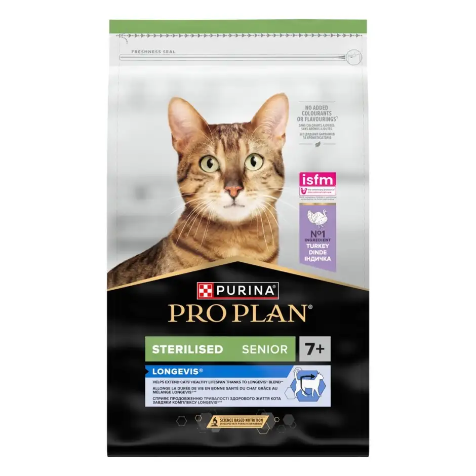 Purina ProPlan sterilised7+ longevis rohke kalkuniga 1,5kg