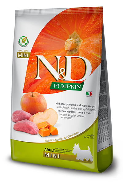 N&D pumpkin wildboar,pumpkin,apple(metssiga,kõrvits,õun) adult mini 800gr
